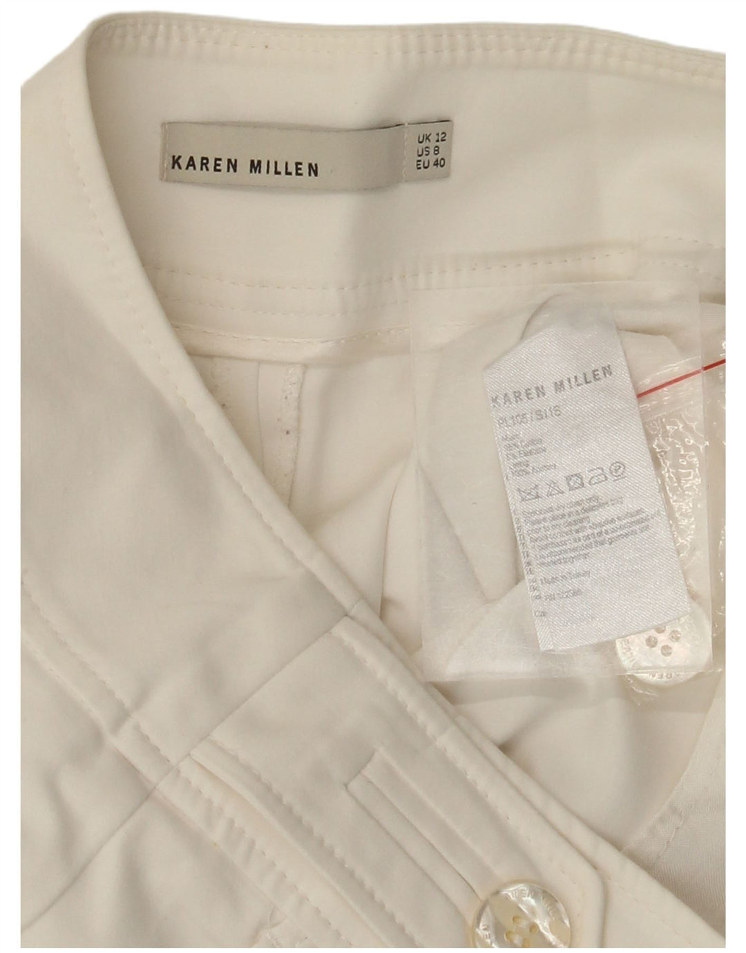 KAREN MILLEN Pantaloni tăiați drept pentru femei UK 12 Medium W30 L24 Alb