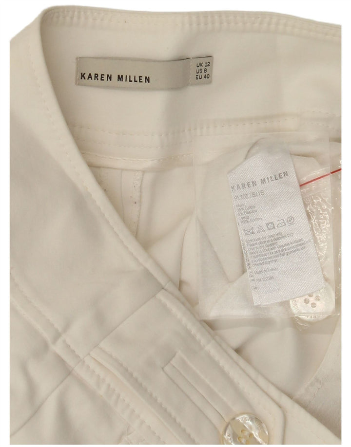 KAREN MILLEN Pantaloni tăiați drept pentru femei UK 12 Medium W30 L24 Alb