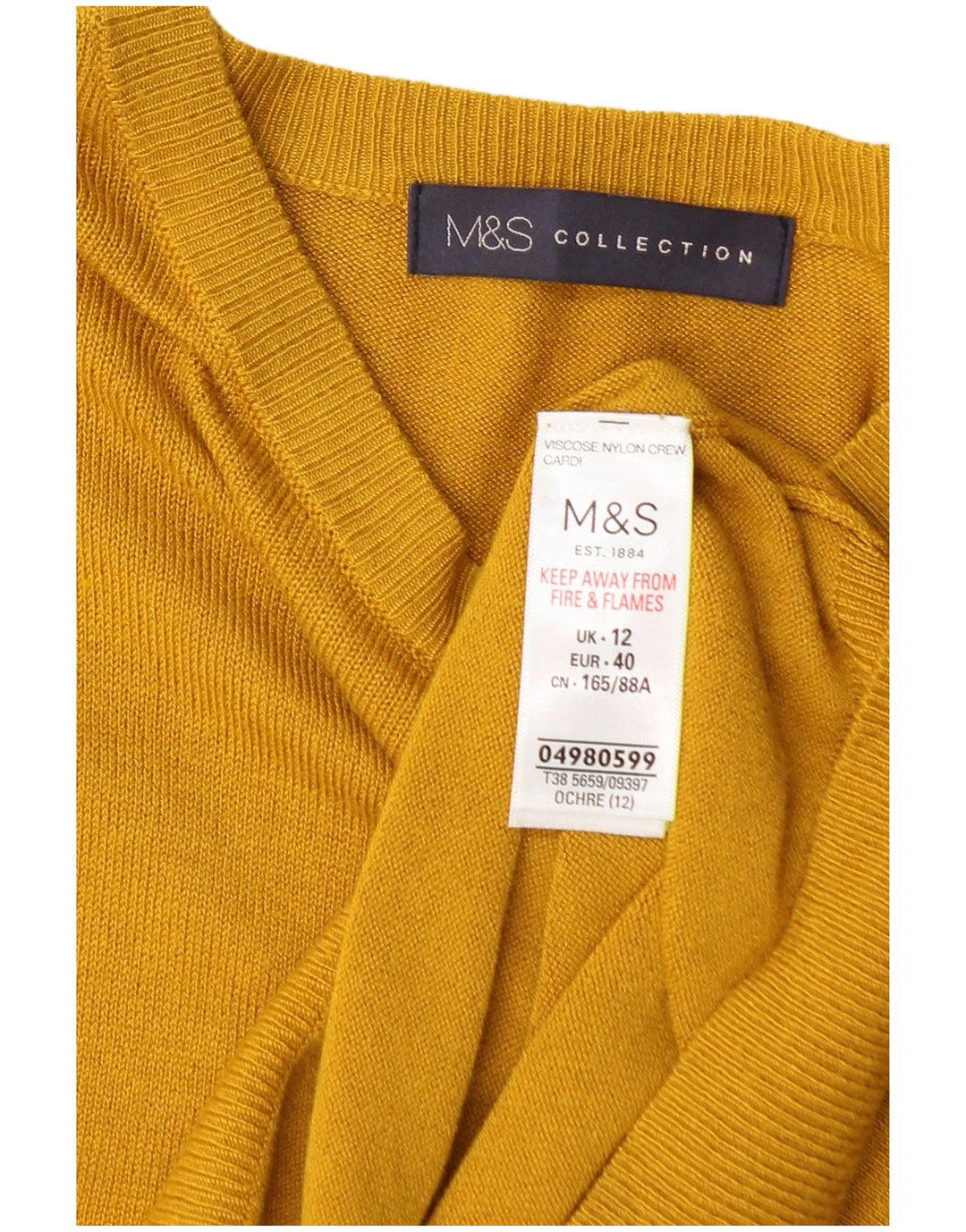 MARKS & SPENCER Pulover cardigan pentru femei UK 12 Viscoză galbenă medie