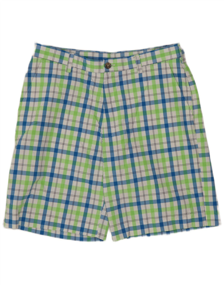 Pantaloni scurți chino de golf pentru bărbați IZOD W34, poliester cu carouri multicolore mari