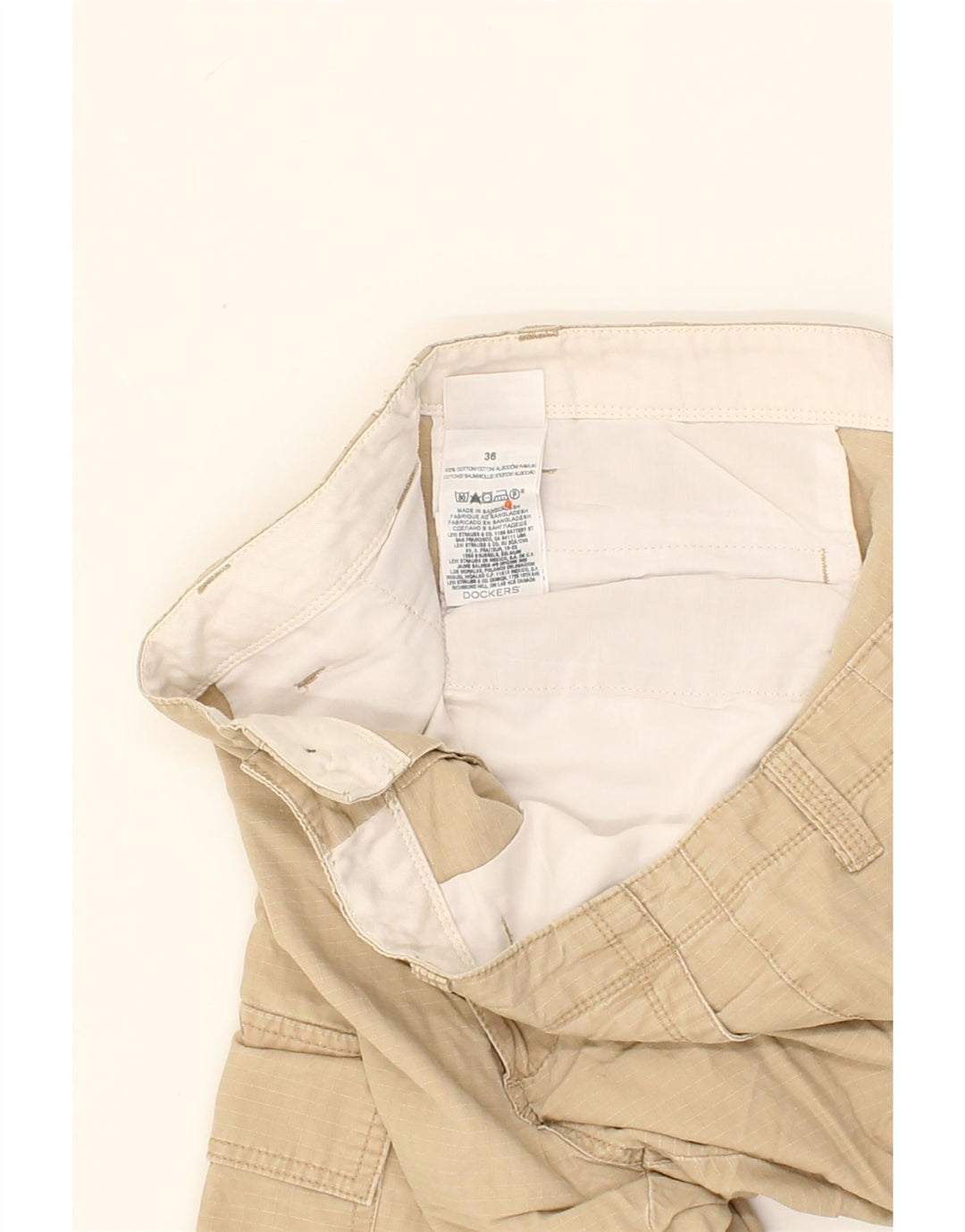 DOCKERS Mens Cargo Shorts W36 Large Beige Striped Cotton Vintage Dockers and Second-Hand Dockers from Messina Hembry 