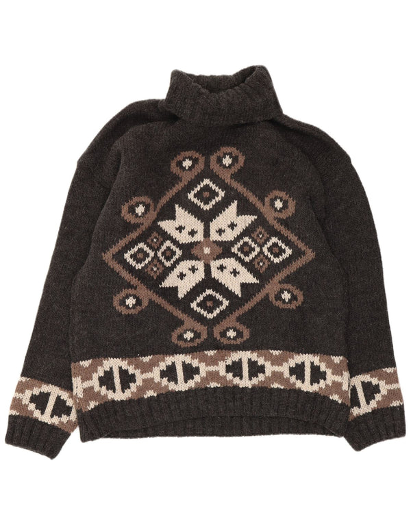 Pulover pentru femei Kaos cu gât rulat UK 14 Lână geometrică mare gri