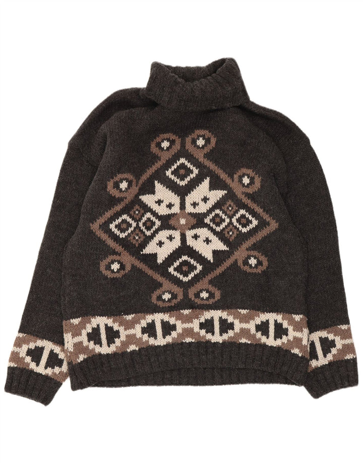 Pulover pentru femei Kaos cu gât rulat UK 14 Lână geometrică mare gri