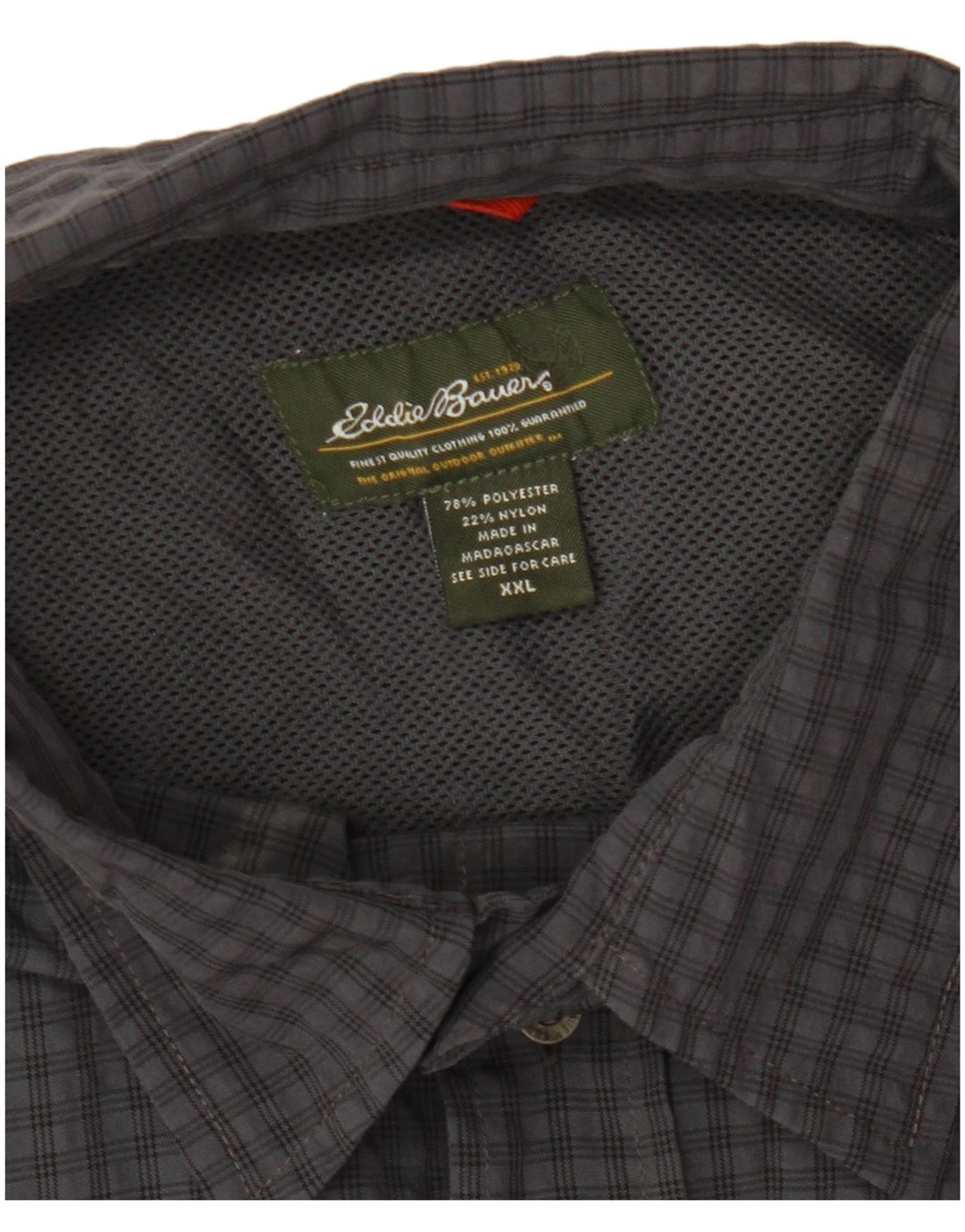 Cămașă cu mânecă scurtă pentru bărbați EDDIE BAUER 2XL poliester cu carouri gri