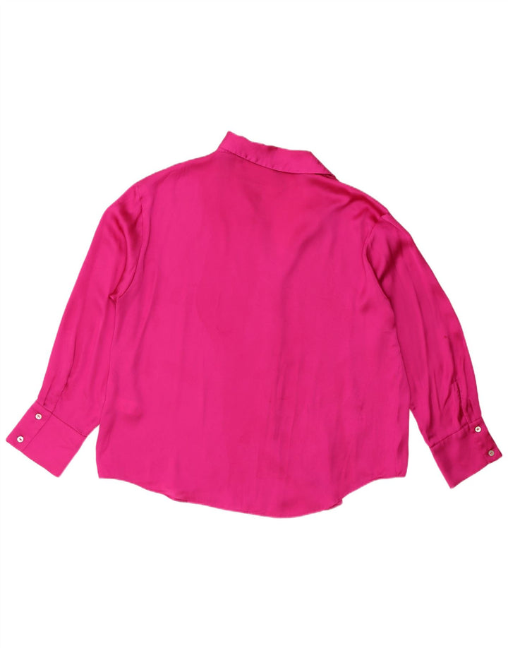 Bluză cămașă pentru femei Zara UK 20 2XL roz poliester