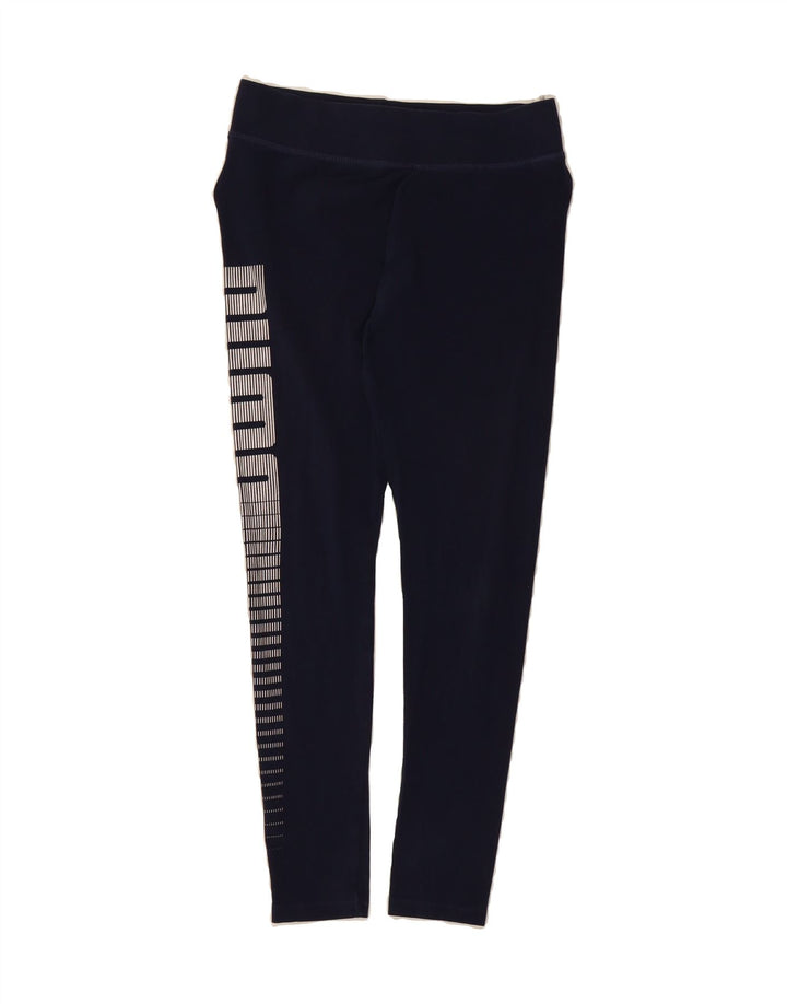 PUMA Womens Graphic Leggings UK 14 Medium Navy Blue Cotton Vintage Puma and Second-Hand Puma from Messina Hembry 
