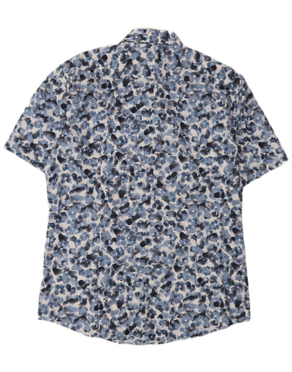 Cămașă cu mânecă scurtă elastică pentru bărbați Hugo Boss Mărimea 43 17 XL Albastru Floral