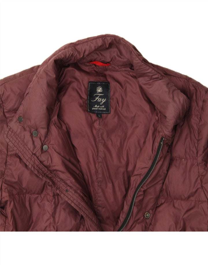 FAY Womens Padded Jacket UK 16 Large Maroon Vintage Fay and Second-Hand Fay from Messina Hembry 