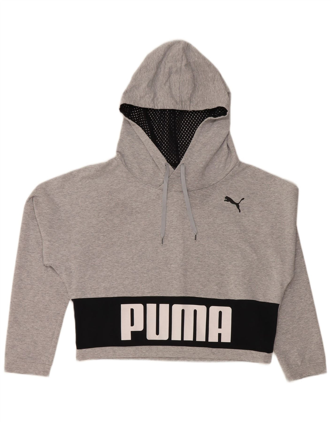 Pulover oversized Crop Hoodie PUMA pentru femei UK 12 Medium Gri Colorblock
