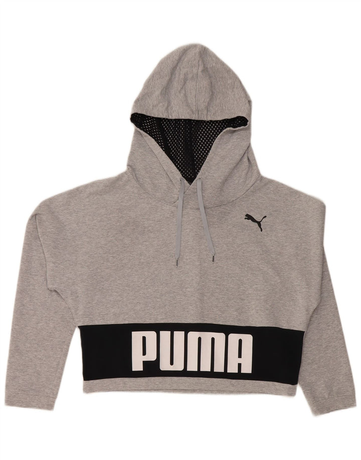 Pulover oversized Crop Hoodie PUMA pentru femei UK 12 Medium Gri Colorblock