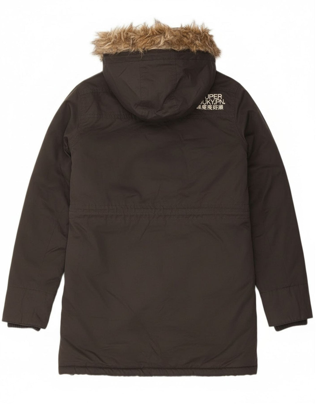 Jachetă parka cu glugă grafică Superdry pentru bărbați UK 38, poliester, gri mediu