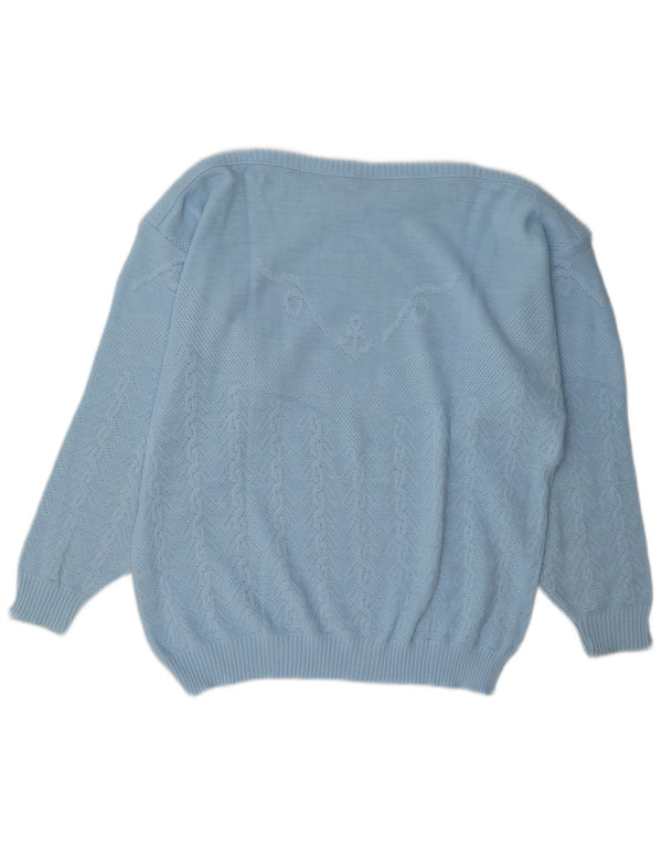 Pulover C & A pentru damă, cu croială normală, cu gât de barcă, EU 46 XL Albastru Geometric