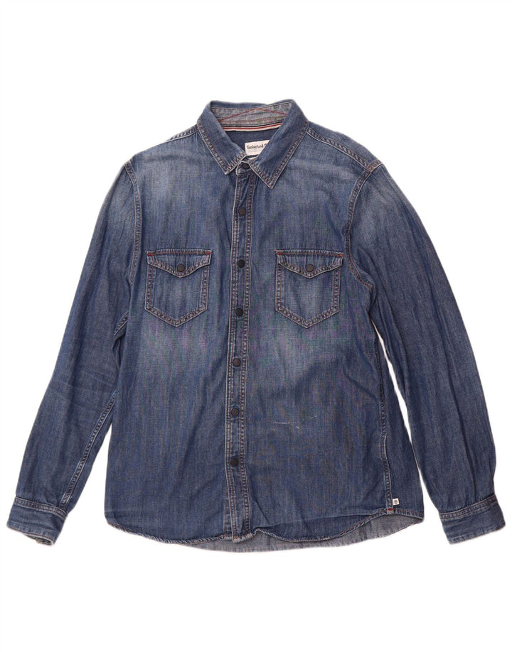 Cămașă Timberland Slim Fit pentru bărbați din denim, mare, albastru, bumbac