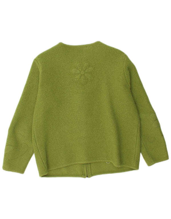 Pulover cardigan VINTAGE pentru femei UK 18 XL Lână verde florală
