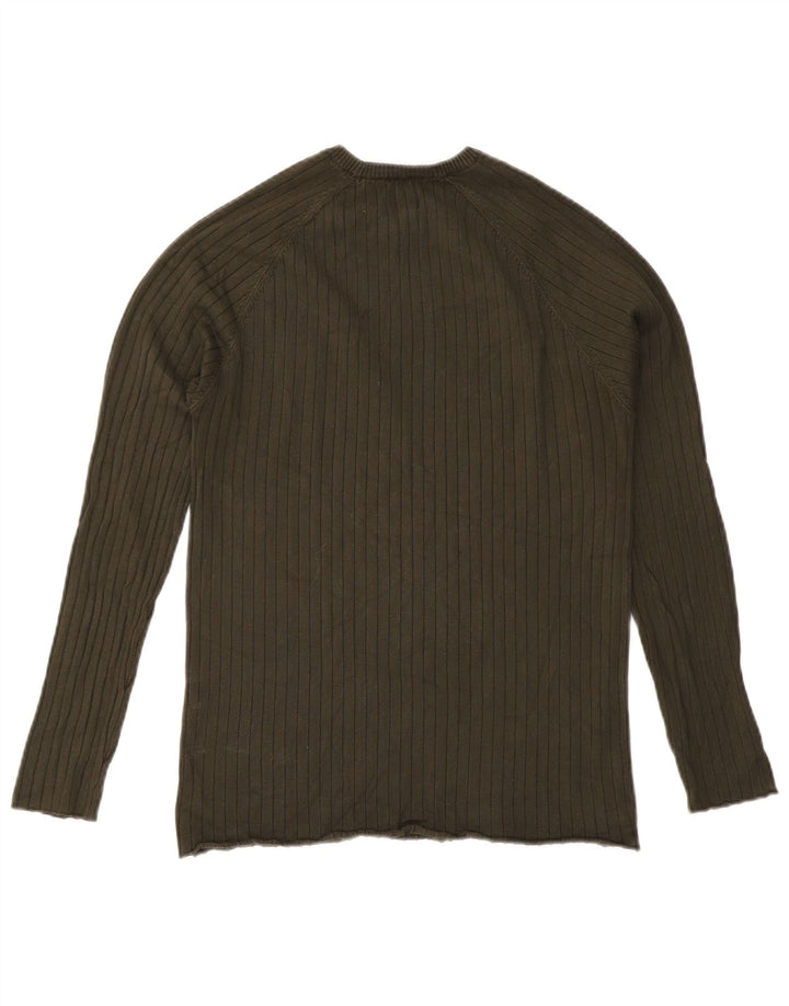 Pulover pentru bărbați Zara, cu decolteu, mare, kaki