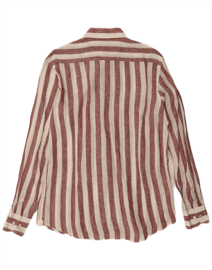 Cămașă Massimo Dutti pentru bărbați, in dungi medii de burgundă