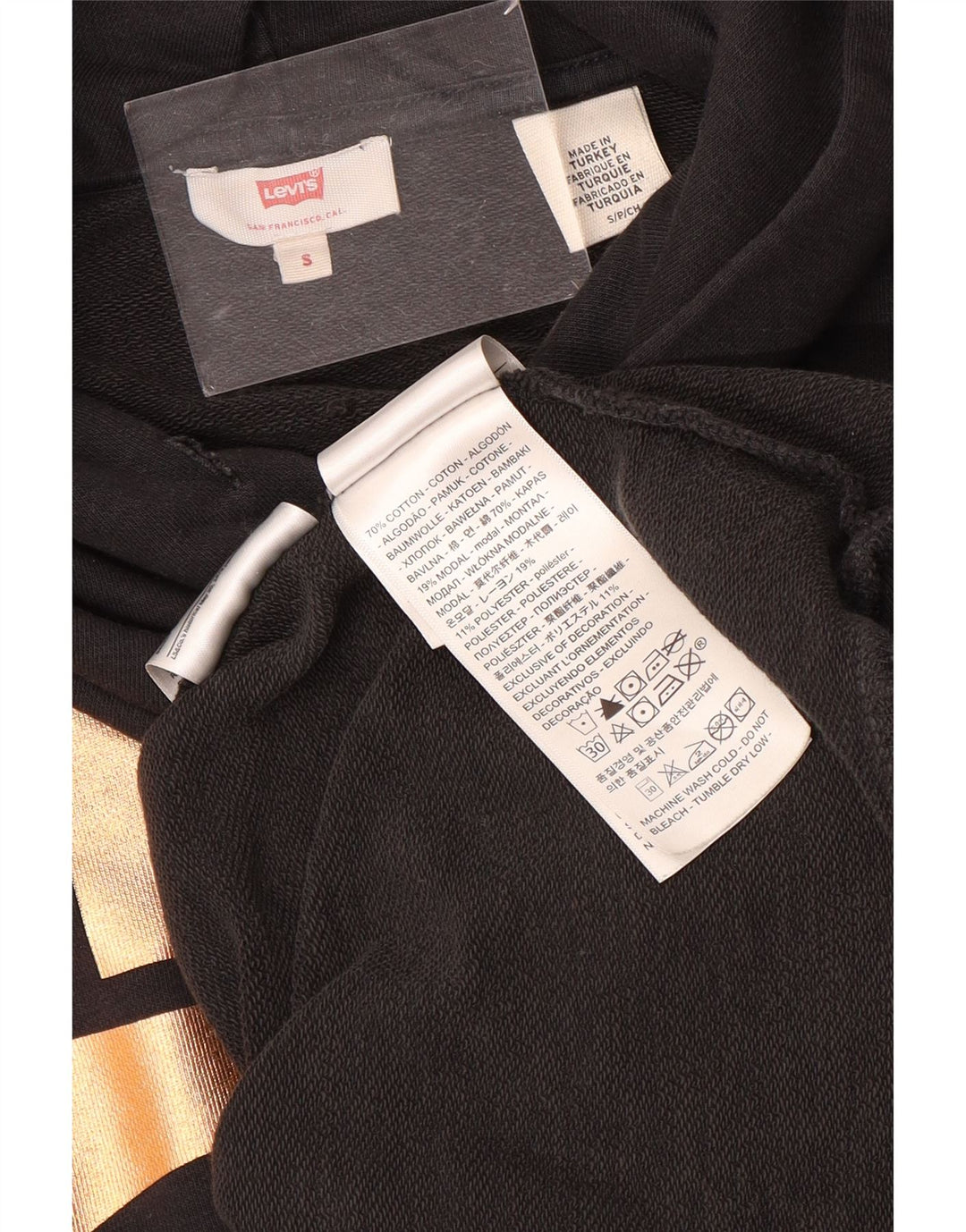 Pulover cu capota cu grafic Levi's pentru bărbați, bumbac mic, negru