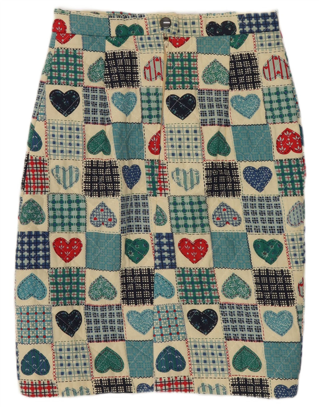 Fustă creion matlasată Vintage pentru femei W25 XS Patchwork multicolor