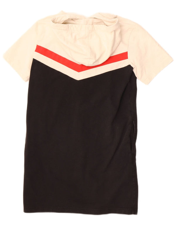 Rochie tricou cu glugă Calvin Klein Jeans pentru femei UK 4 XS Negru Colorblock