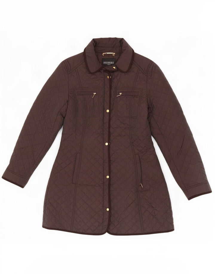 Hobbs Womens Quilted Jacket UK 12 Medium Brown Nylon