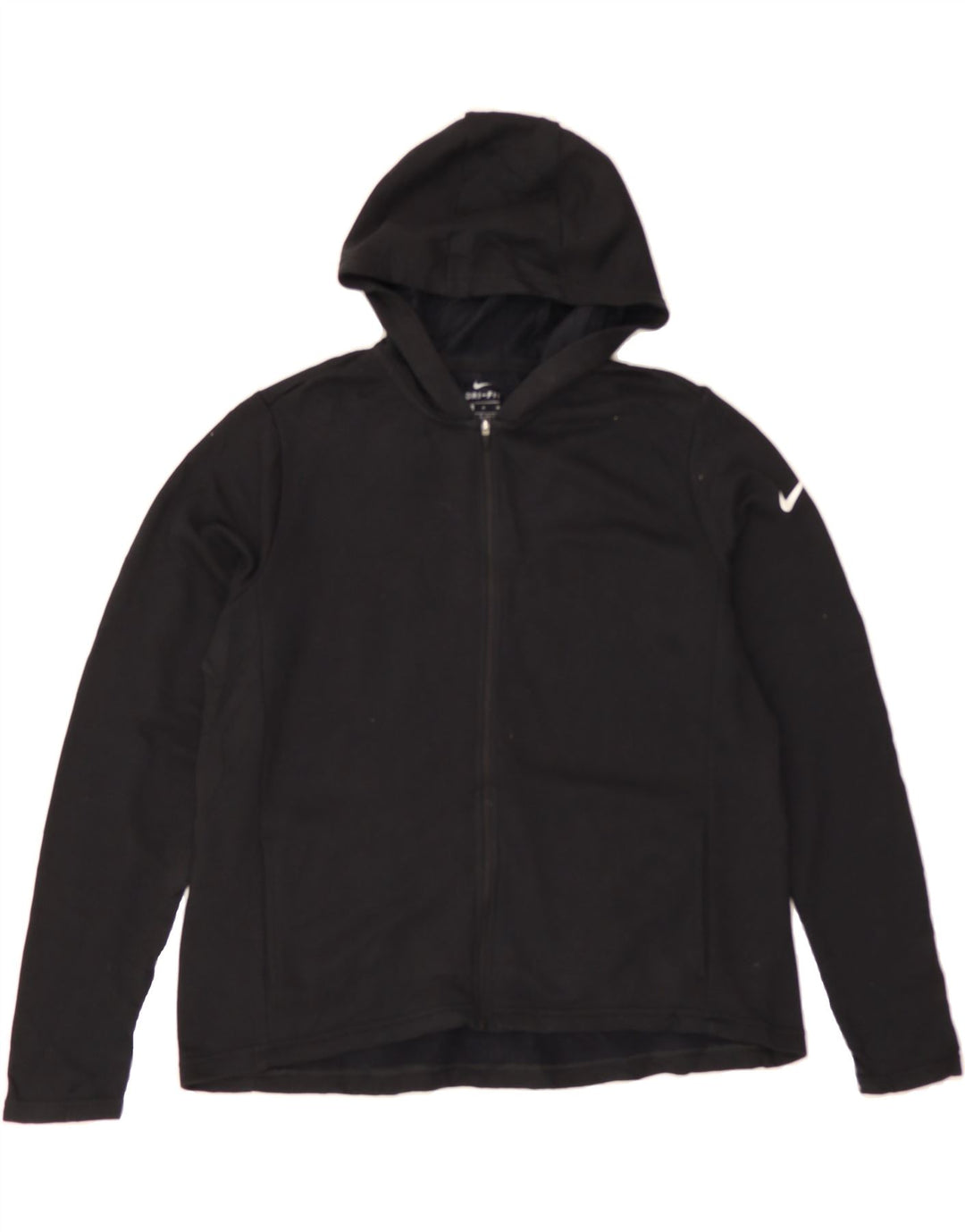 NIKE Womens Dri Fit Zip Hoodie Sweater UK 14 Medium Black Polyester Vintage Nike and Second-Hand Nike from Messina Hembry 