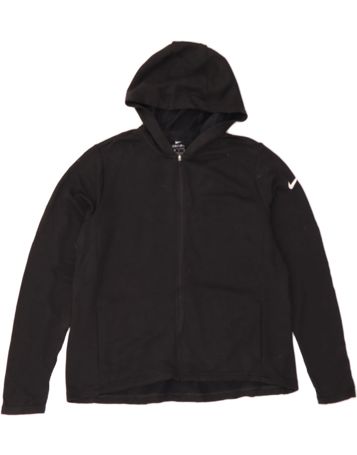 NIKE Womens Dri Fit Zip Hoodie Sweater UK 14 Medium Black Polyester Vintage Nike and Second-Hand Nike from Messina Hembry 