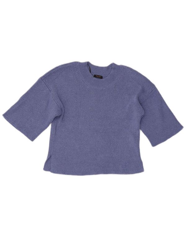 Massimo Dutti Pulover Crop Crew Deck pentru femei UK 6 XS Albastru
