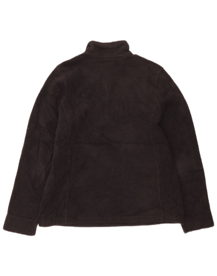 Pulover pentru femei L.L.Bean, cu fermoar și gât, din lână UK 10, poliester negru mic