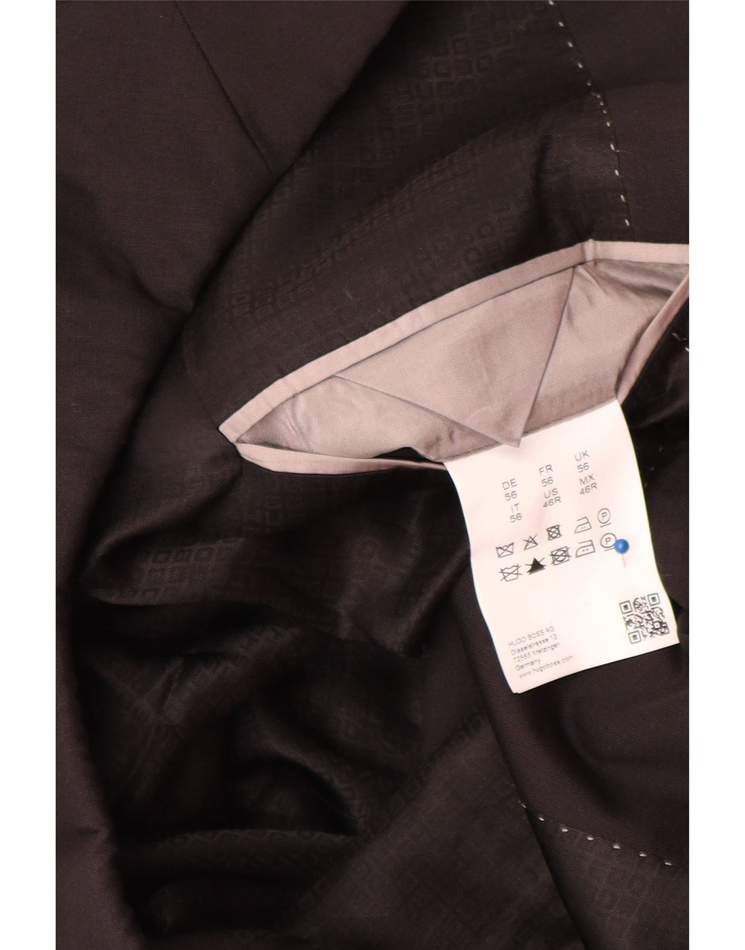 Blazer pentru bărbați Hugo Boss cu 2 nasturi EU 56 3XL Lână virgină neagră
