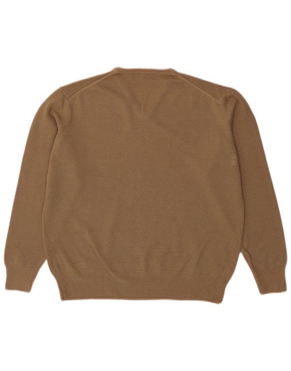 Pulover pentru bărbați Zara, cu decolteu în V, XL, lână maro