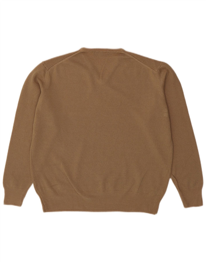 Pulover pentru bărbați Zara, cu decolteu în V, XL, lână maro