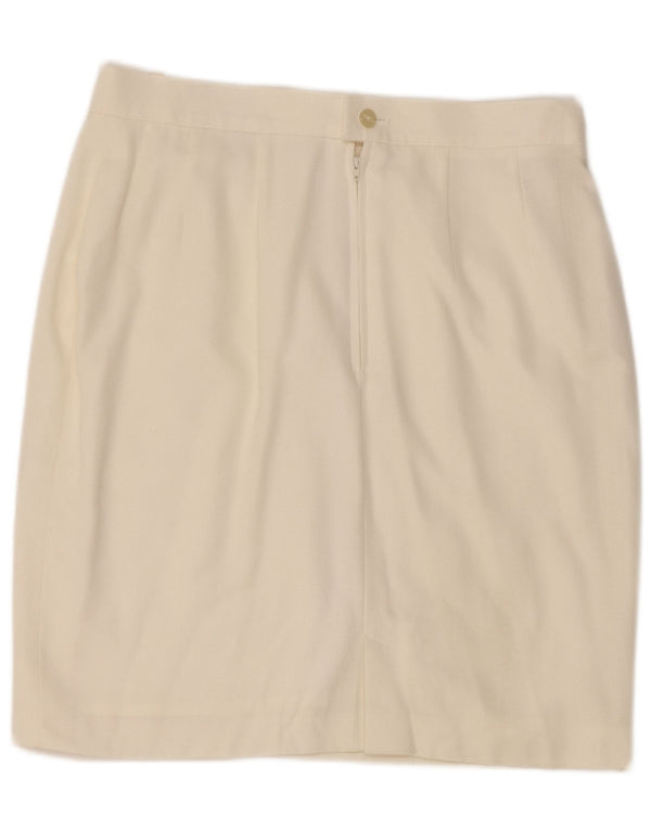Fusta creion vintage pentru femei UK 18 XL W32 Viscoză albă