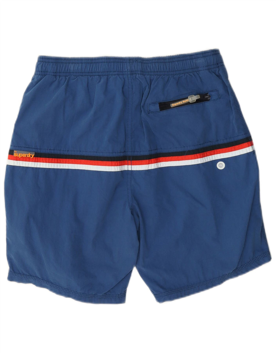 Pantaloni scurți de înot cu grafică Superdry pentru bărbați, bumbac color-bloch, albastru-marin mediu