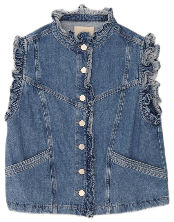 MINT VELVET Gilet de denim pentru femei UK 14 Medium Blue Bumbac