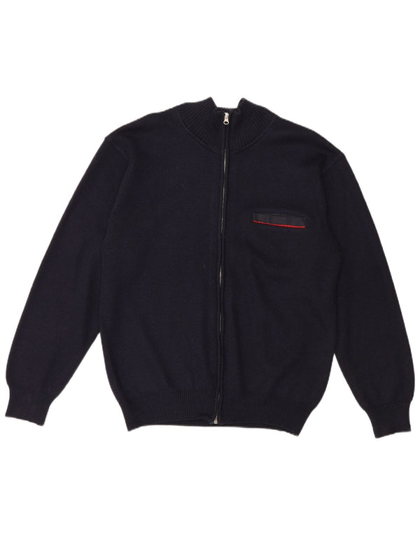 Cardigan Vintage pentru bărbați cu fermoar complet, mediu bleumarin