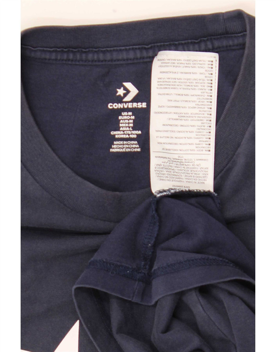 Tricou grafic Converse pentru bărbați Top mediu din bumbac bleumarin