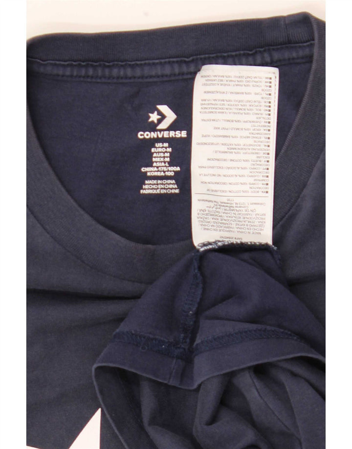 Tricou grafic Converse pentru bărbați Top mediu din bumbac bleumarin