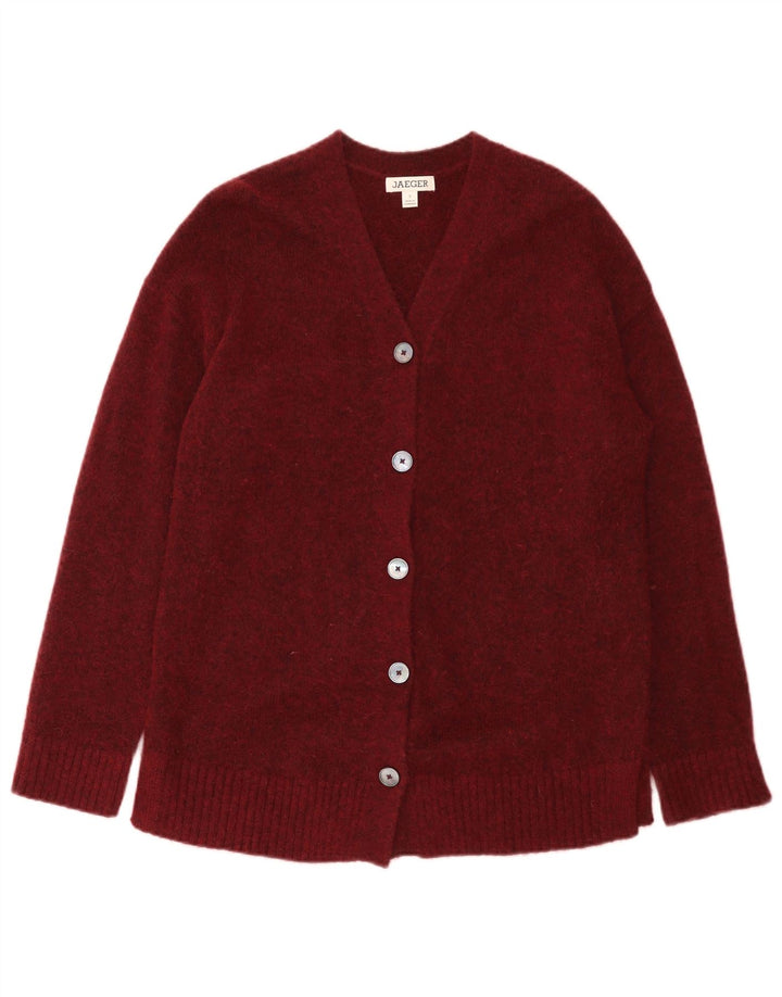 Pulover cardigan pentru femei Jaeger UK 10 mic Bordeaux Poliamidă