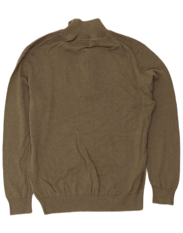 Pulover pentru femei Lyle & Scott, cu fermoar, cu gât, UK 20 2XL, bumbac kaki