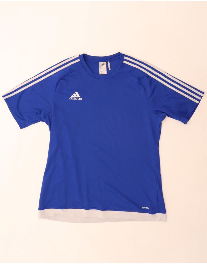 Tricou Adidas Climalite pentru bărbați Top mare, albastru, poliester color bloc