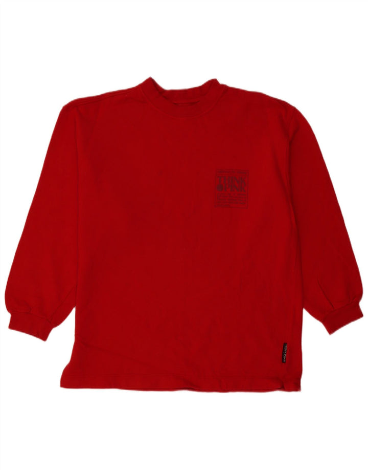 THINK PINK Mens Graphic Sweatshirt Jumper Large Red