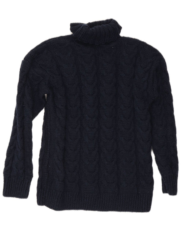 Pulover vintage pentru femei cu gât rulat, mare, bleumarin, UK 16