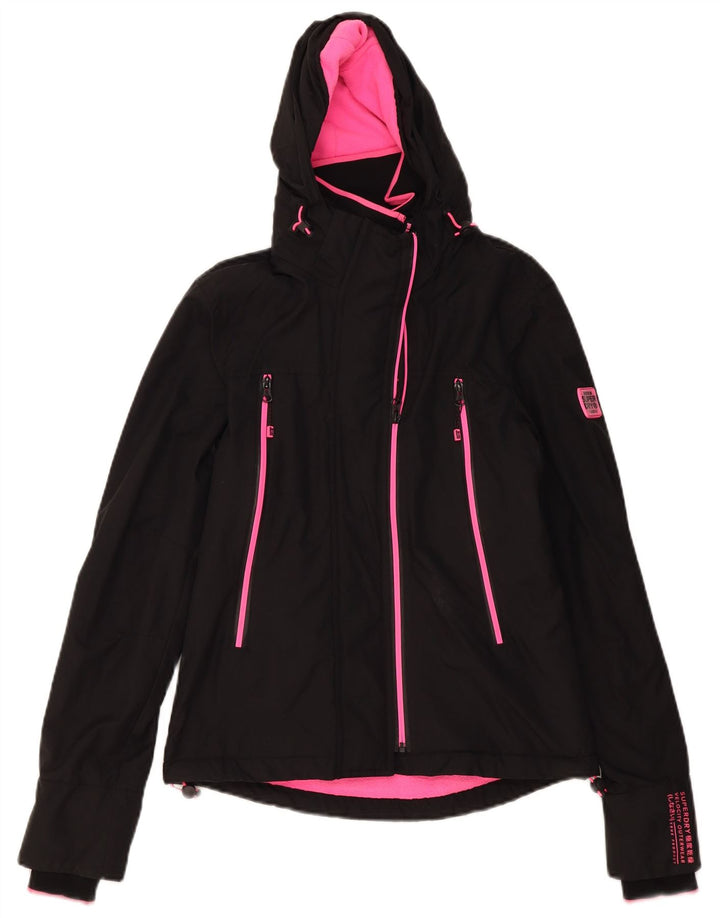 Jachetă de vânt cu glugă Superdry pentru femei UK 8 Poliester negru mic