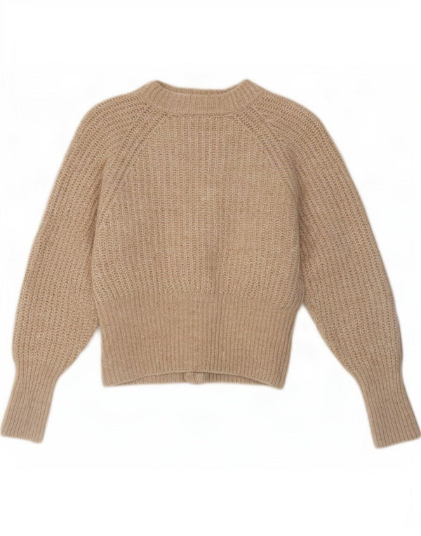 Pulover cardigan pentru femei Zara UK 12 Medium Bej Poliester