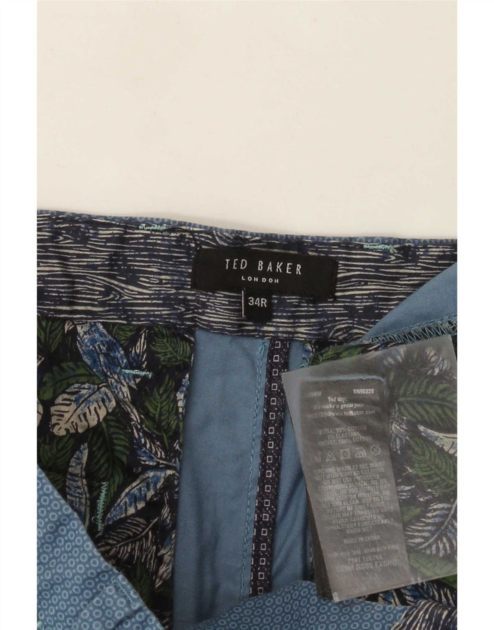 Pantaloni scurți chino pentru bărbați Ted Baker W34, bumbac geometric, albastru, mare