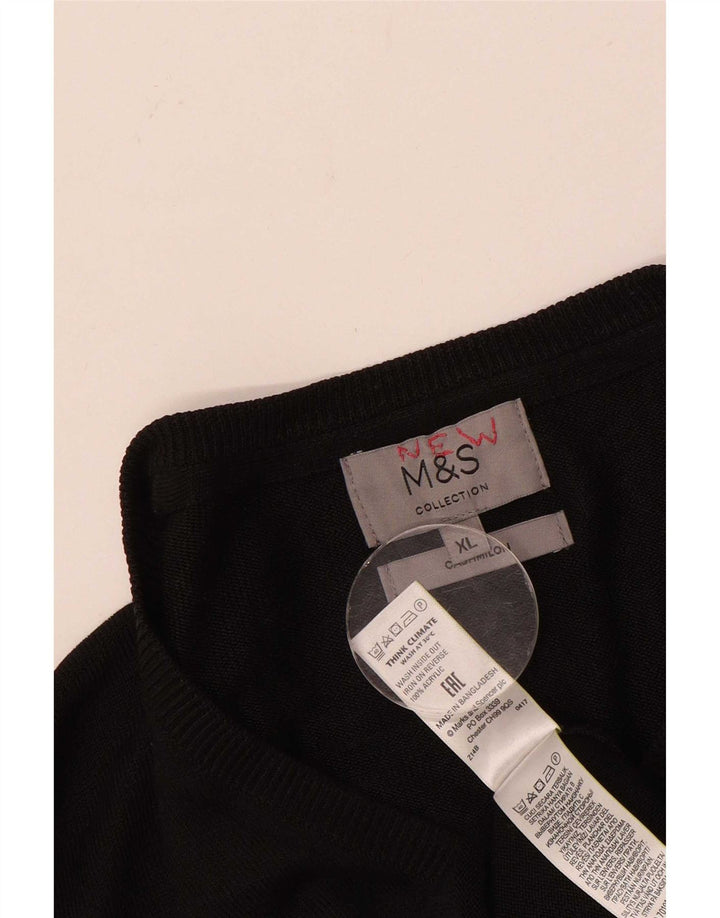 Pulover pentru bărbați Marks & Spencer, cu decolteu în V, XL, acrilic negru