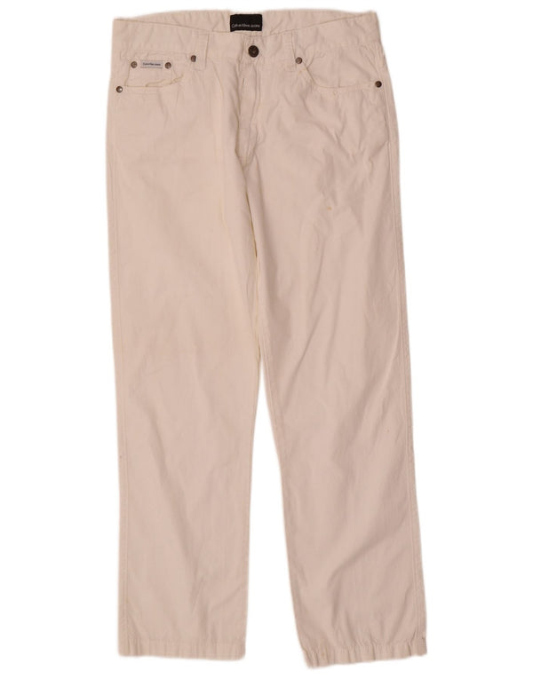 Pantaloni casual drepti Calvin Klein pentru bărbați L30 L29 Bumbac alb