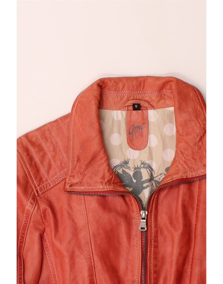 GIPSY Womens Crop Leather Jacket UK 10 Small Red Leather Vintage Gipsy and Second-Hand Gipsy from Messina Hembry 