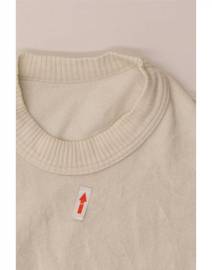 Bluză din catifea vintage pentru femei UK 14 Medium White