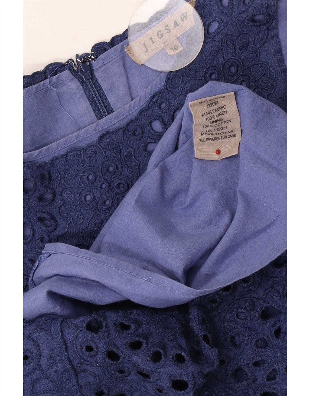 Jigsaw Rochie de bază fără mâneci pentru femei UK 10 Small Bluemarin Floral Linen